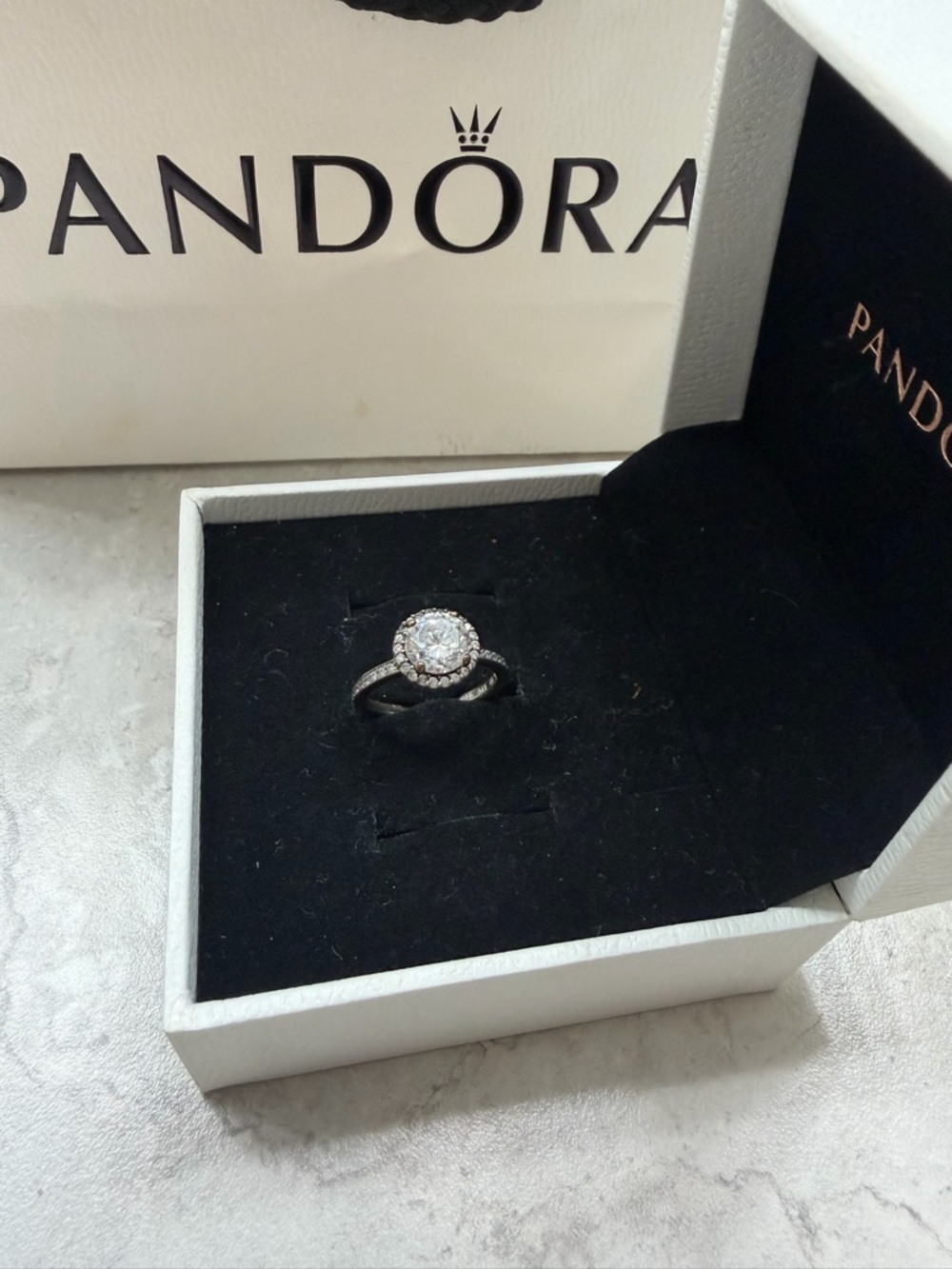 Pandora Silver Halo Ring with Clear Stones